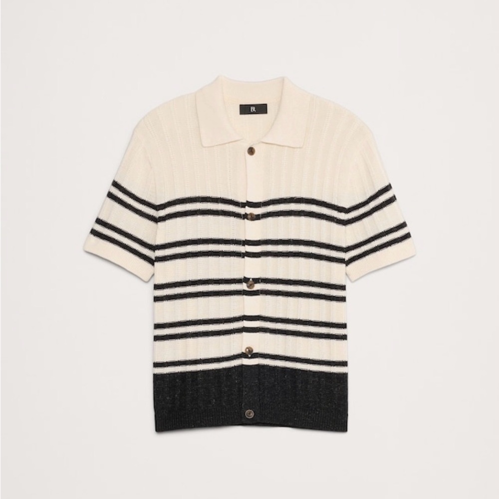 NWT Banana Republic Cotton Linen Resort Polo Sweater Sz Large (#671585) - Picture 4 of 8